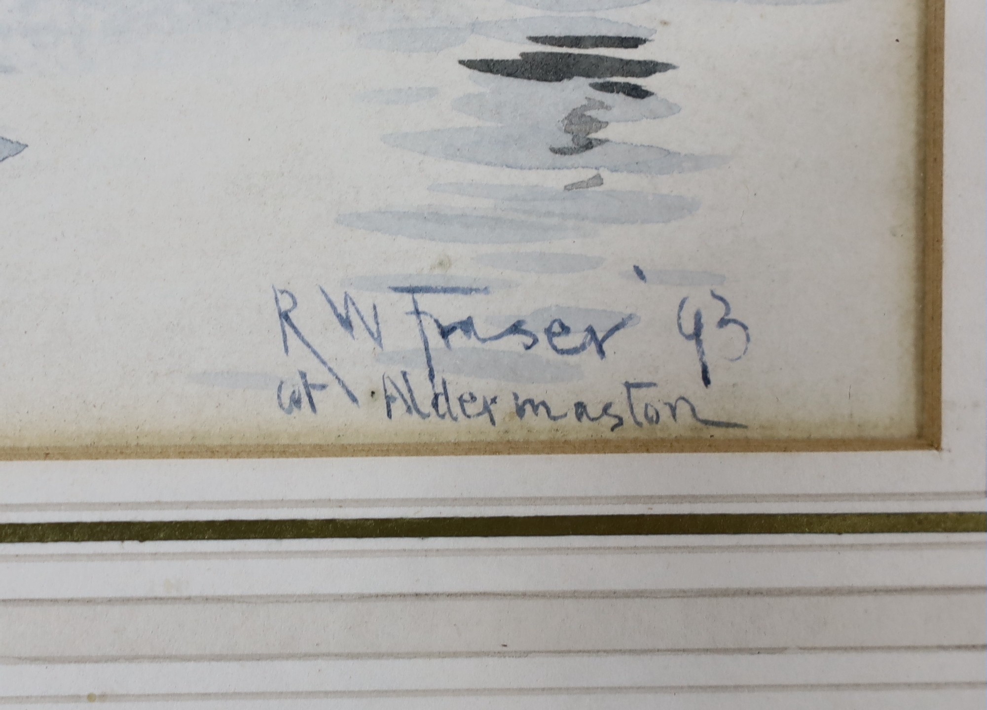 Robert Winchester Fraser (1848-1906), watercolour, 'At Aldermaston', signed and dated '93, 18 x 37cm
